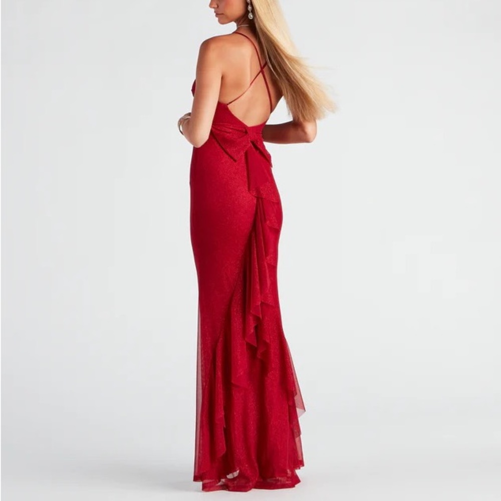 Formal Glitter Ruffled Dress - Picture 2 of 4